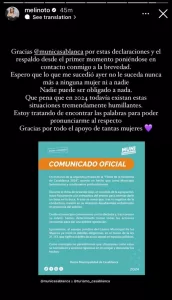 Declaración Melina Noto sobre la situación ocurrida con Koko Stambuk.