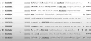 Correos que le enviaba Miau Astral a Sergio Infante.